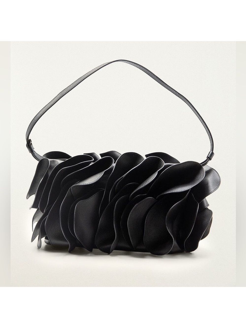 Farm Rio Black Leather Shoulder Flower Bag